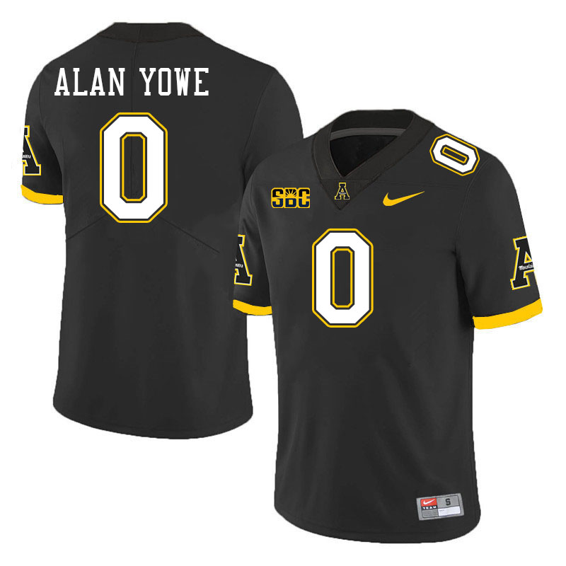 Men #0 Trenton Alan Yowe Appalachian State Mountaineers College Football Jerseys Stitched-Black